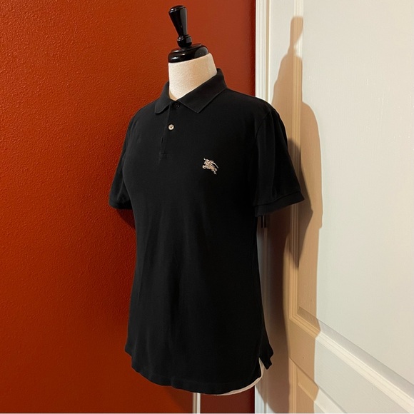 Burberry Brit Men’s Classic Black Pique Cotton Tartan Check Luxe Polo Shirt